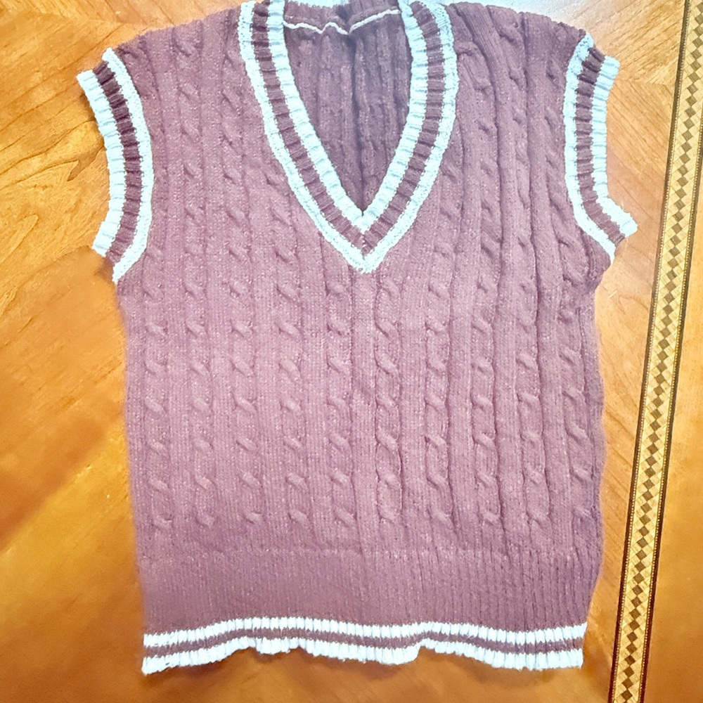 Women's Cable Knit Sweater Vest - Purple